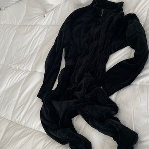Jumpsuit! Black Velvet Zip-Up